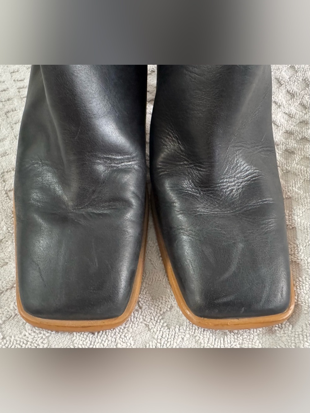 ALOHAS West Black Vintage Leather Square Toe Ankle Boots Brown Heel EU 38 US 7.5 - Picture 7 of 16